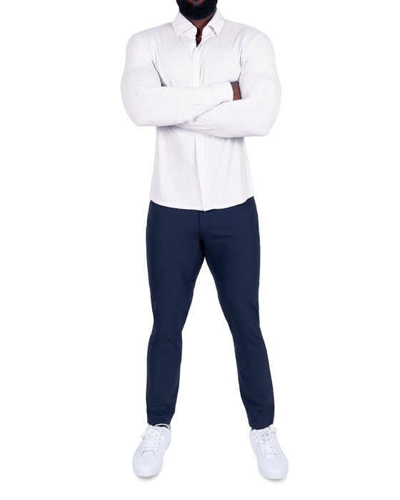 "The Champ" Sport Shirt - Off White Pinstripe