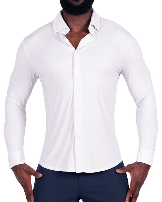 "The Champ" Sport Shirt - Off White Pinstripe