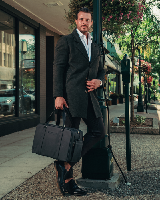 3 Button Overcoat - Charcoal Herringbone