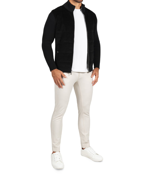 Corduroy Knit Zip Jacket - Black