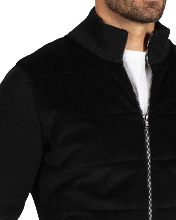 Corduroy Knit Zip Jacket - Black