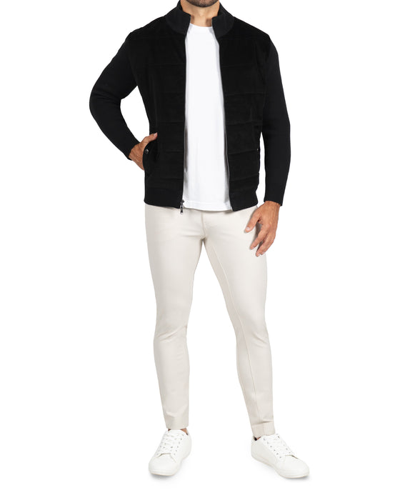 Corduroy Knit Zip Jacket - Black