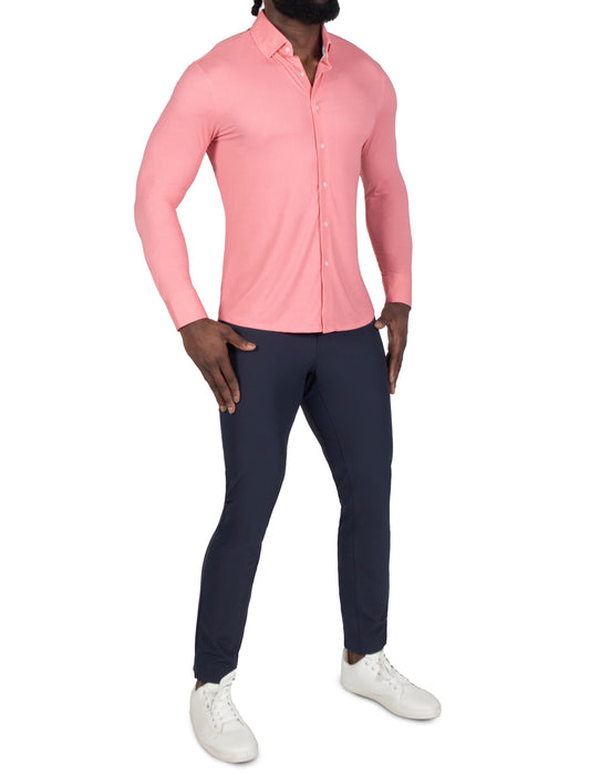 "The Daytona" Sport Shirt - Abstract Pink Mini Dot Print