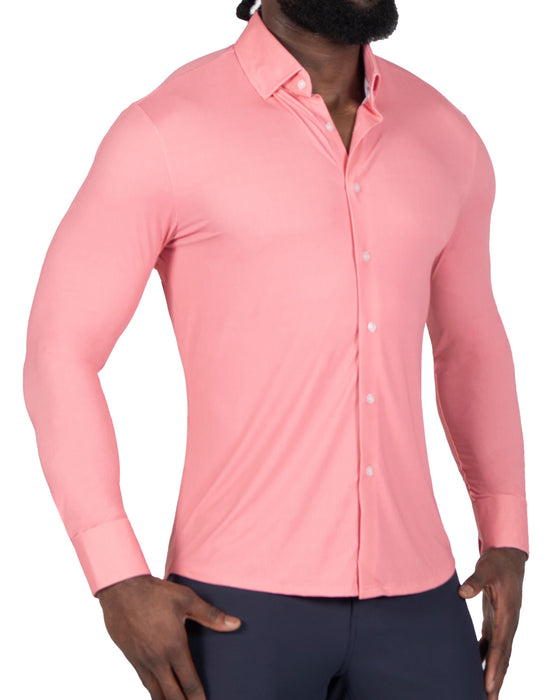 "The Daytona" Sport Shirt - Abstract Pink Mini Dot Print