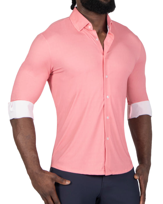 "The Daytona" Sport Shirt - Abstract Pink Mini Dot Print