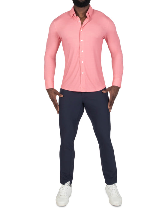 "The Daytona" Sport Shirt - Abstract Pink Mini Dot Print