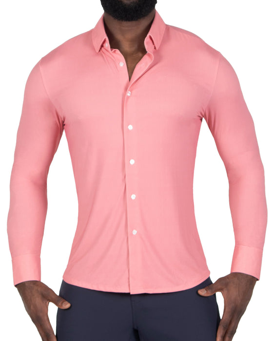 "The Daytona" Sport Shirt - Abstract Pink Mini Dot Print