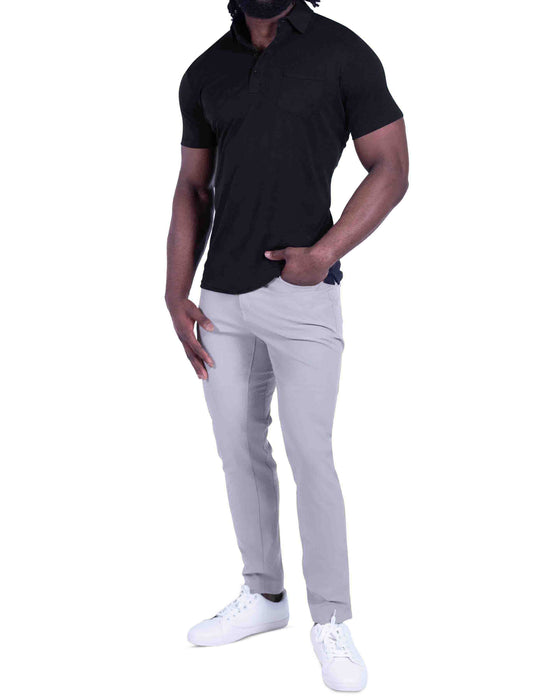 "The Mercury" Black Pique Polo