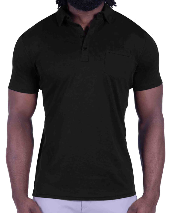 "The Mercury" Black Pique Polo
