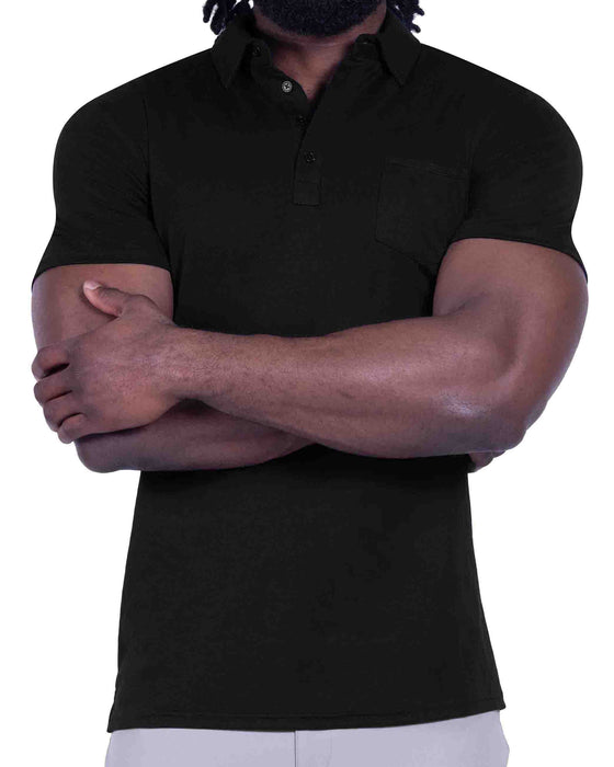 "The Mercury" Black Pique Polo