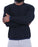 Lightweight Ribbed Knit Crewneck Sweater - Navy & Black