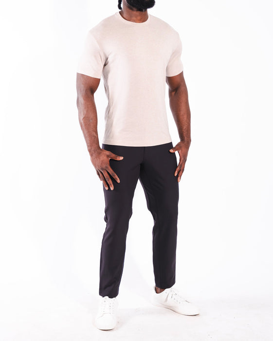"The Sinclair" Heathered Cream Short Sleeve Crewneck