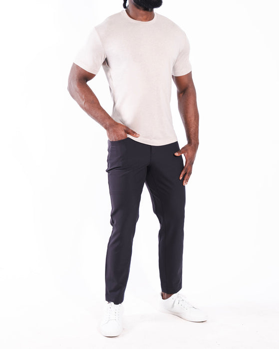 "The Sinclair" Heathered Cream Short Sleeve Crewneck