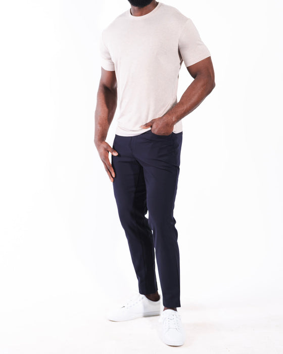 "The Sinclair" Heathered Cream Short Sleeve Crewneck