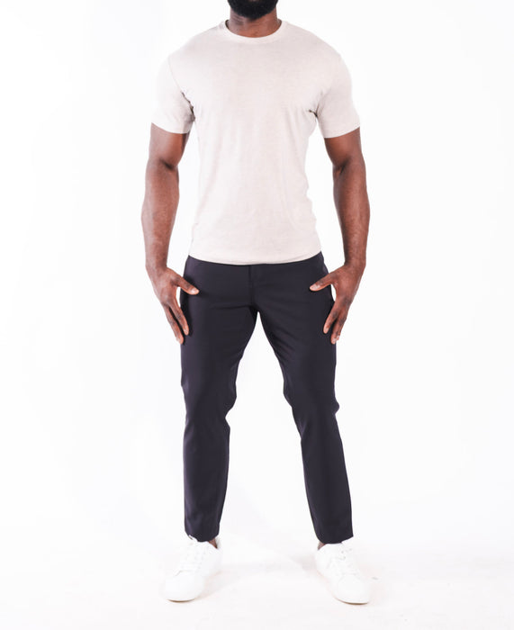 "The Sinclair" Heathered Cream Short Sleeve Crewneck