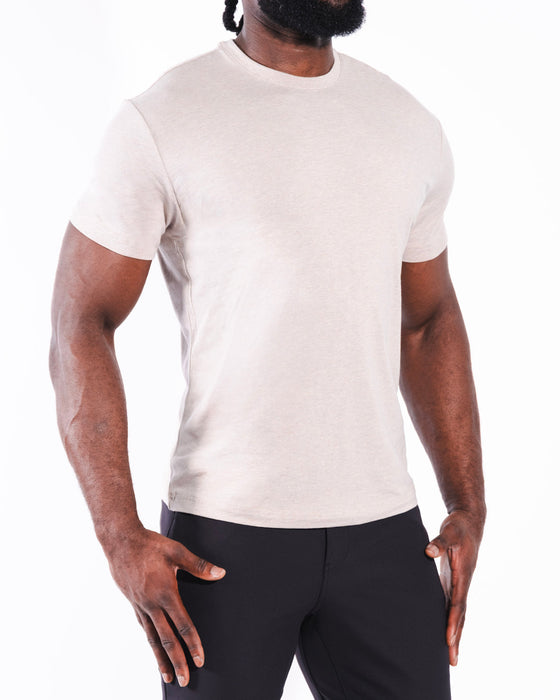 "The Sinclair" Heathered Cream Short Sleeve Crewneck