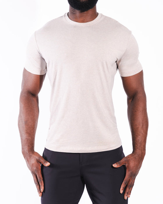 "The Sinclair" Heathered Cream Short Sleeve Crewneck