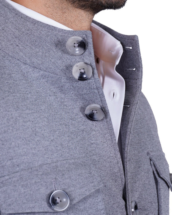 Knit Field Jacket - Grey