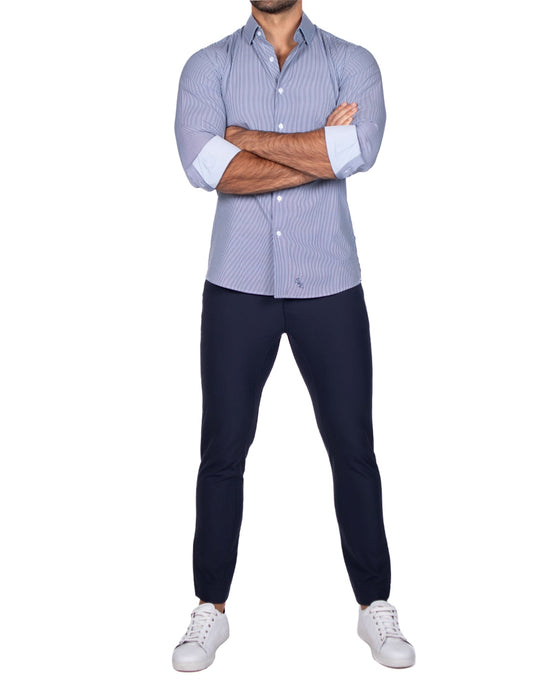 "The Hugo" Navy Pinstripe