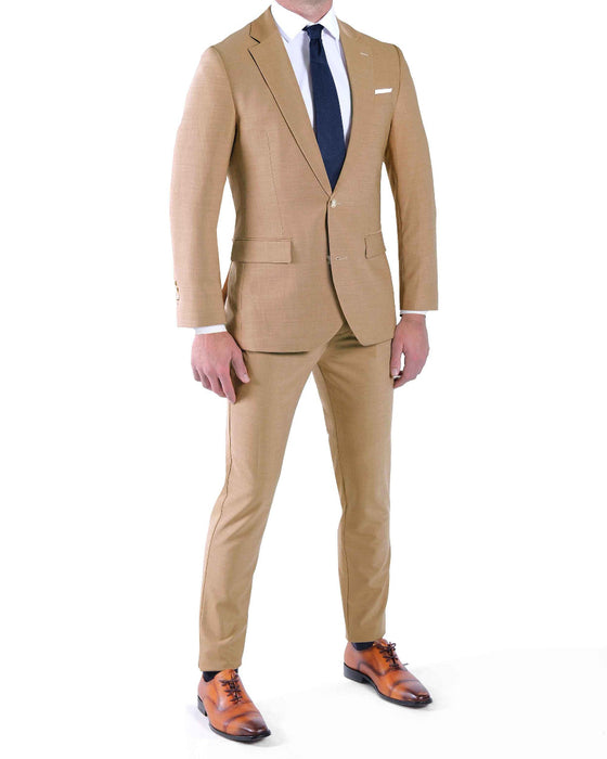 Athletic Fit Stretch Suit - Heathered Sand