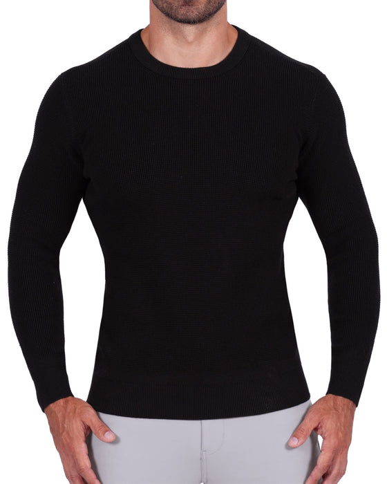 Heavy Knit Crewneck  - Black