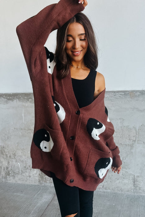 Yin Yang Cardigan - Brown