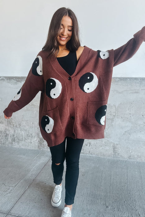 Yin Yang Cardigan - Brown