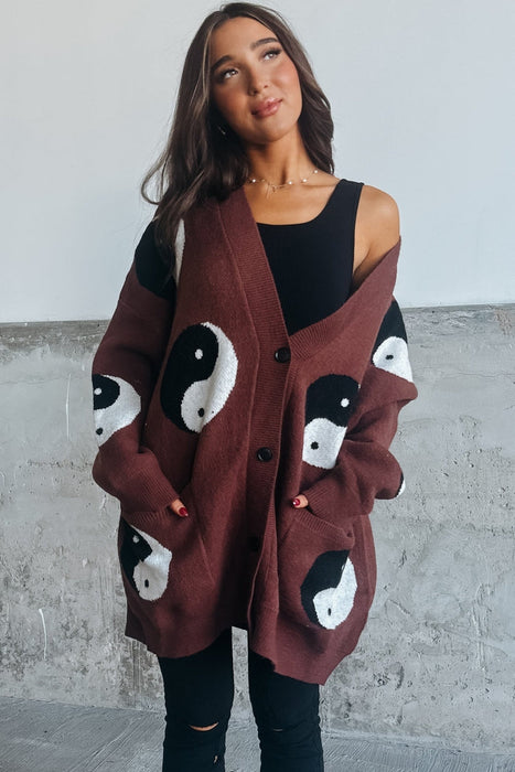 Yin Yang Cardigan - Brown
