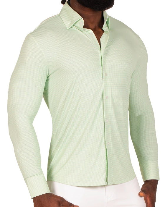 "The Labonte" Sport Shirt - Green & Turquoise Mini Check