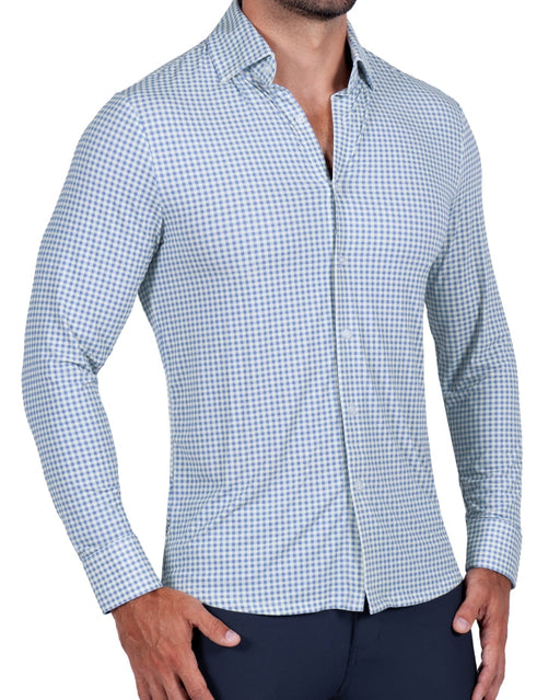 "The Laguna" Sport Shirt - Light Blue Gingham