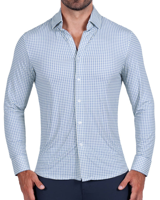 "The Laguna" Sport Shirt - Light Blue Gingham