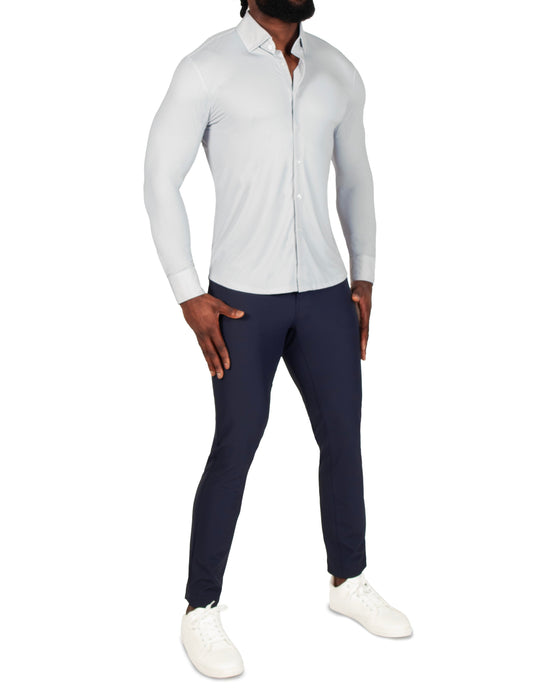 "The Larson" Sport Shirt - Grey & Big Dot