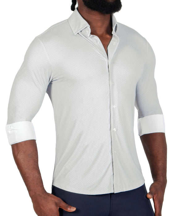 "The Larson" Sport Shirt - Grey & Big Dot