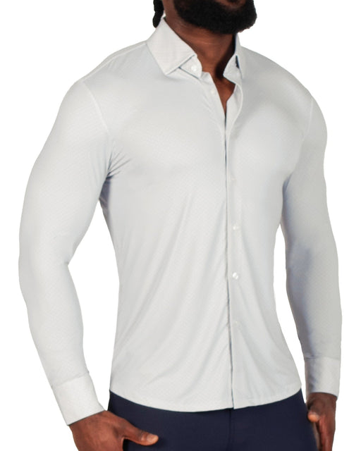 "The Larson" Sport Shirt - Grey & Big Dot