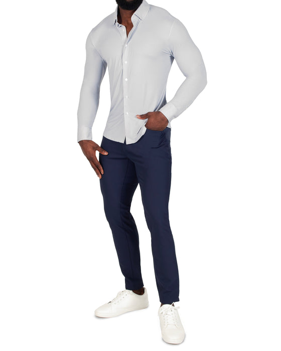 "The Larson" Sport Shirt - Grey & Big Dot