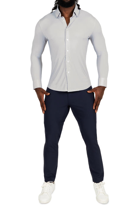 "The Larson" Sport Shirt - Grey & Big Dot