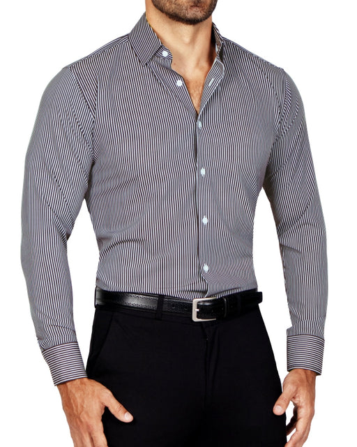 "The Limestone" Charcoal & White Pinstripe