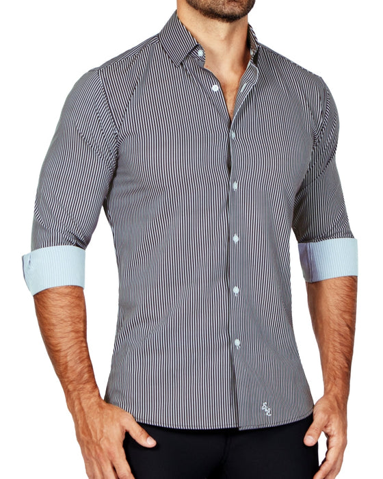 "The Limestone" Charcoal & White Pinstripe