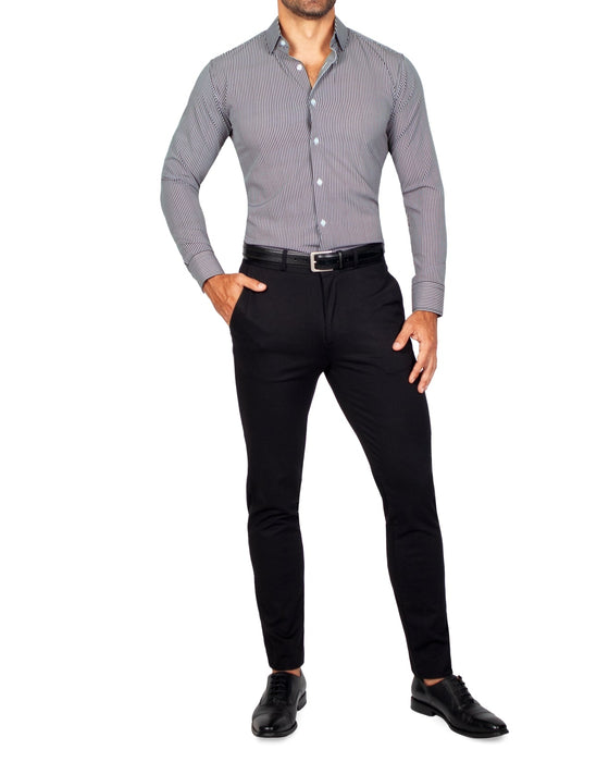 "The Limestone" Charcoal & White Pinstripe