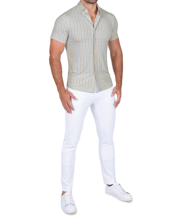 "The Maui" Light Blue & Brown Stripe