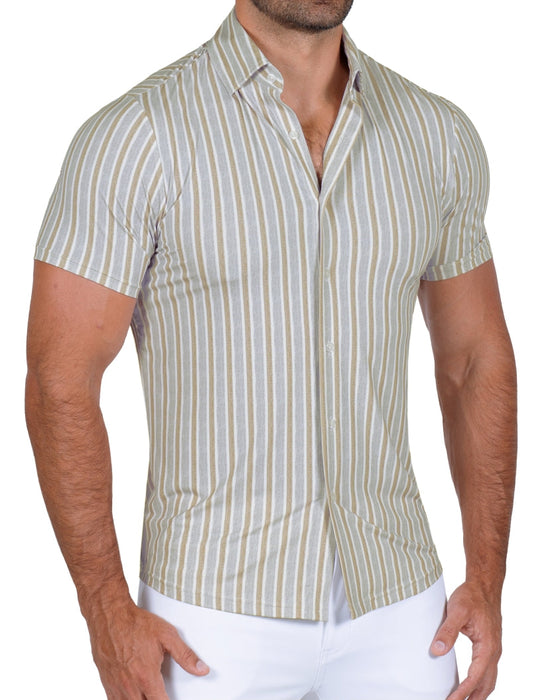 "The Maui" Light Blue & Brown Stripe