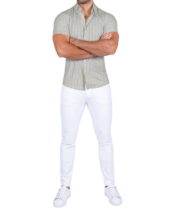 "The Maui" Light Blue & Brown Stripe