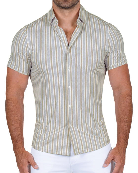 "The Maui" Light Blue & Brown Stripe