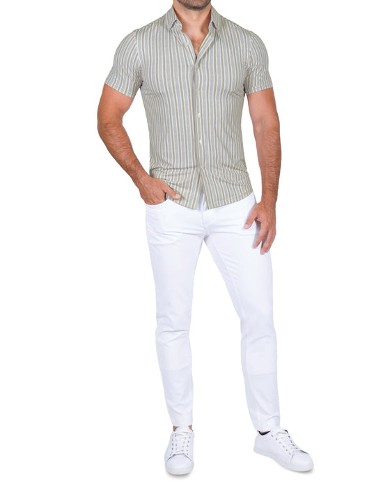 "The Maui" Light Blue & Brown Stripe