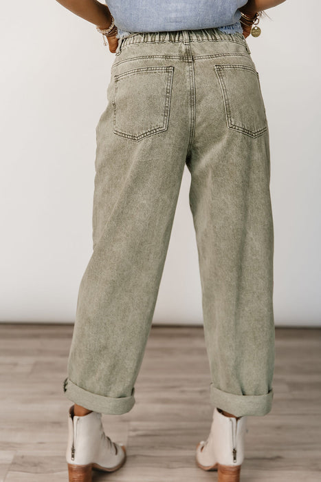 Finn Wide Leg Jeans - Olive