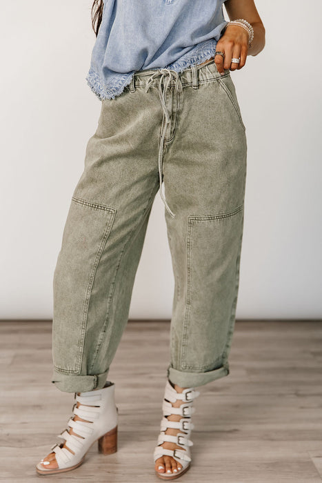 Finn Wide Leg Jeans - Olive