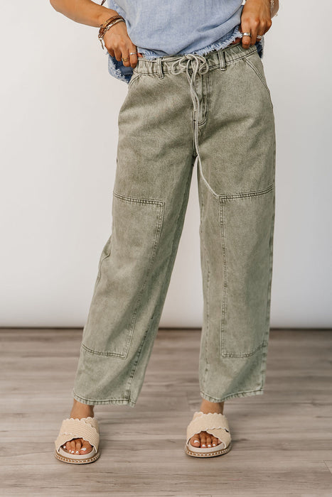 Finn Wide Leg Jeans - Olive