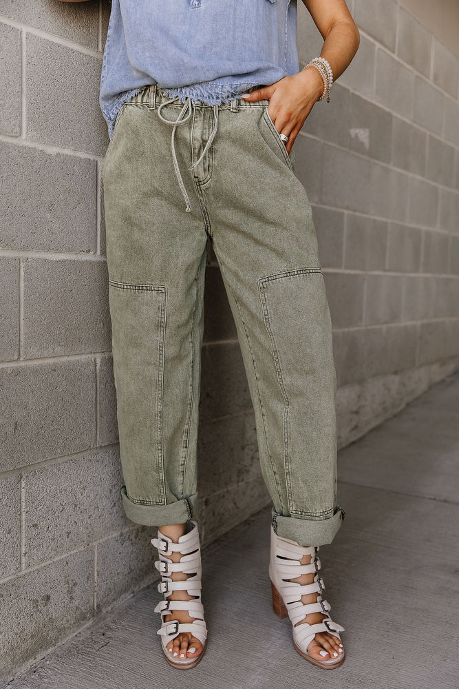 Finn Wide Leg Jeans - Olive