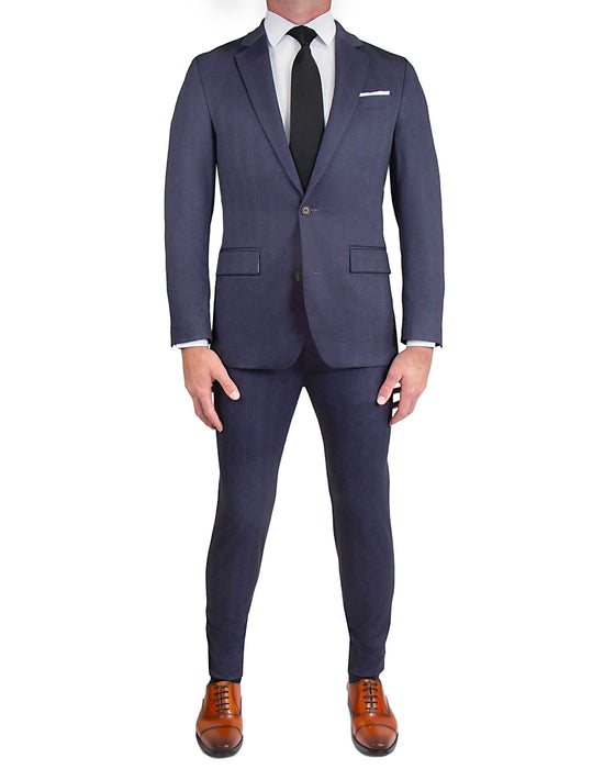 Athletic Fit Stretch Blazer - Midnight Navy Plaid