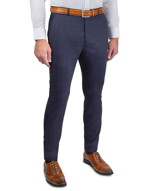 Athletic Fit Stretch Suit Pants - Midnight Navy Plaid